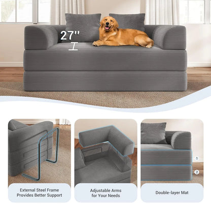 Cloud Boneless Convertible Floor Sofa Bed, 70" 4-in-1 Foldable Compressed Loveseat Lounge Sleeper 2 Seater Couches,, Customized