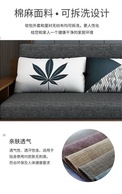 custom. [2675 People Favorited] Solid Wood Sofa Bed Small Apartments, Multifunctional Living Room Study Room, Push-Pull Fold