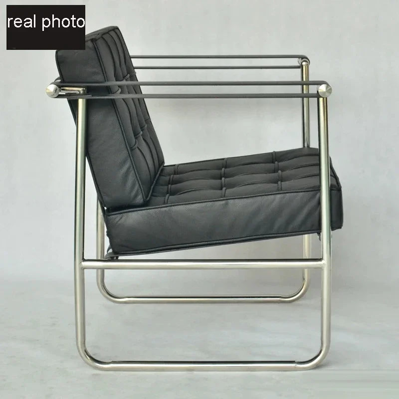 HE 113 Lounge Hans Singe Sofa Chair Leisure Chair Stainless Steel Leather PU for Living Room