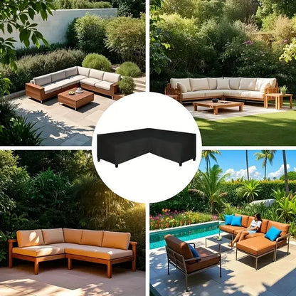 Heavy-Duty Outdoor V-Shaped and L-Shaped Sofa Cover – Weather-Resistant UV-Protected Oxford Fabric with Secure Buckle Closure