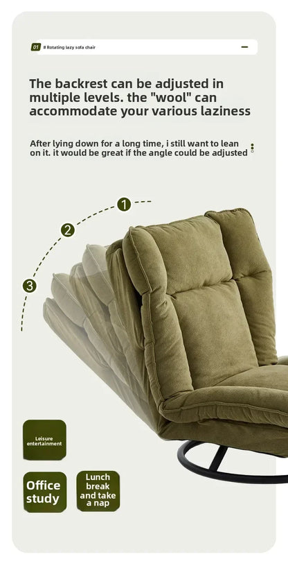 Household Goods New Rotating Sofa Chair, Living Room Balcony Fabric Lazy Sofa Backrest Rotating Leisure Chair Swivel Chair