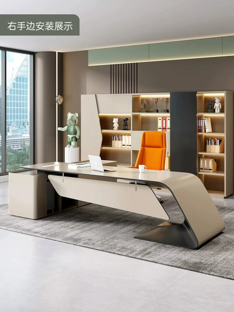 High Quality Boss Office Desk Modern Organizer Storage In Stock Computer Desks Minimalist European Escritorio Oficina Furniture