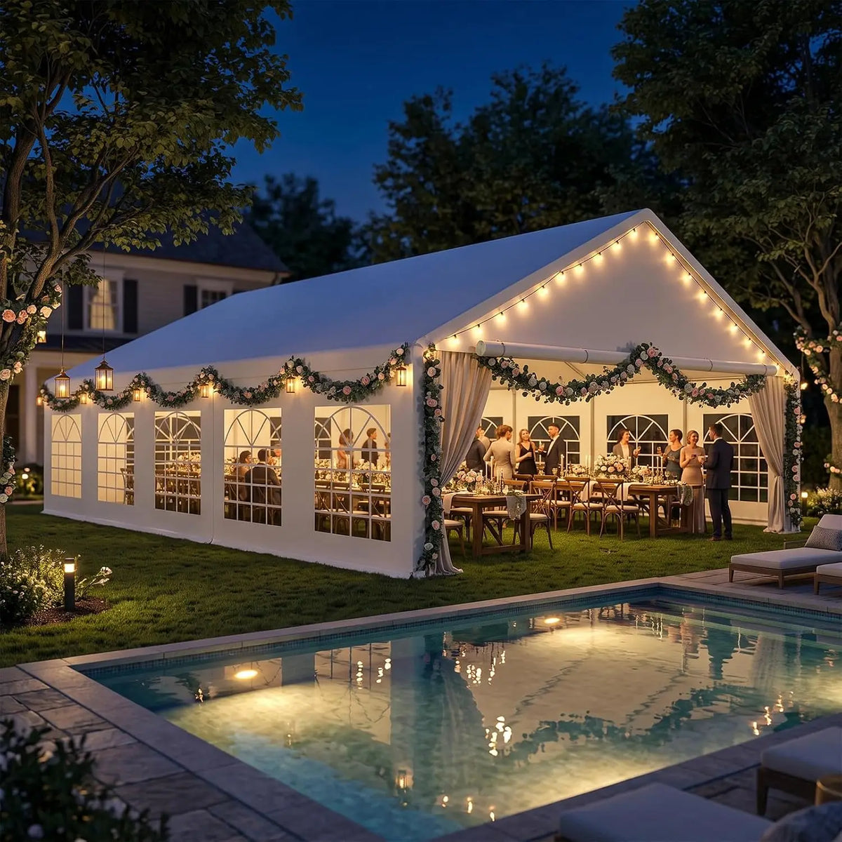 20x30 Party Tent Heavy Duty Outdoor Event Tent for Backyard White, Customized
