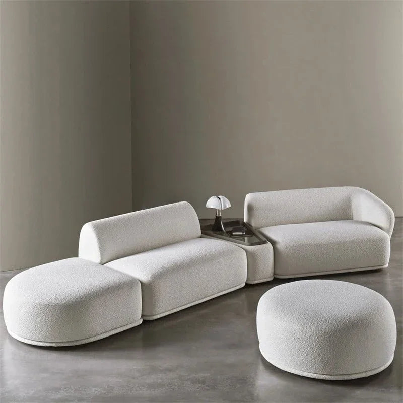 X Modern Sectional Sofa Set Furniture Velvet Fabric Round White Living Room Couch Apartment Modular Semi-circular Sofa
