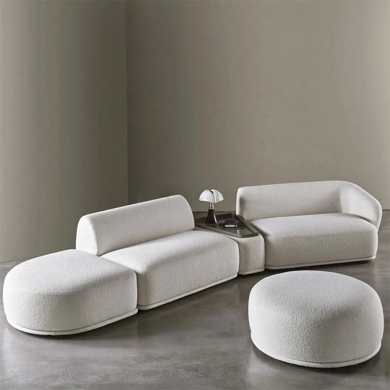 X Modern Sectional Sofa Set Furniture Velvet Fabric Round White Living Room Couch Apartment Modular Semi-circular Sofa