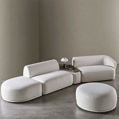 X Modern Sectional Sofa Set Furniture Velvet Fabric Round White Living Room Couch Apartment Modular Semi-circular Sofa