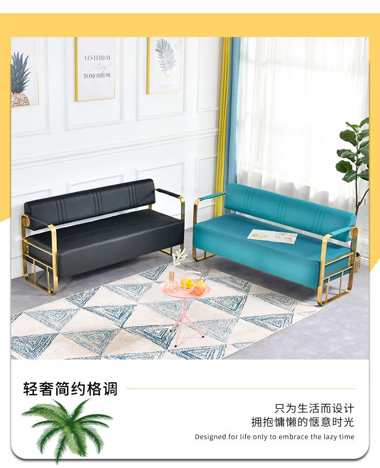 Barber Shop Waiting Chair Internet Celebrity Small Sofa Beauty Salon Simple Light Luxury Sofa Clothing Store Reception