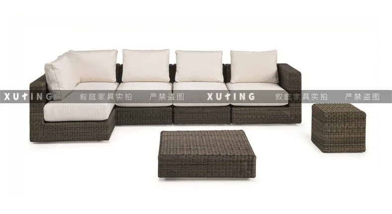 Outdoor rattan sofa combination waterproof and sun protection outdoor leisure courtyard villa balcony terrace sunroom