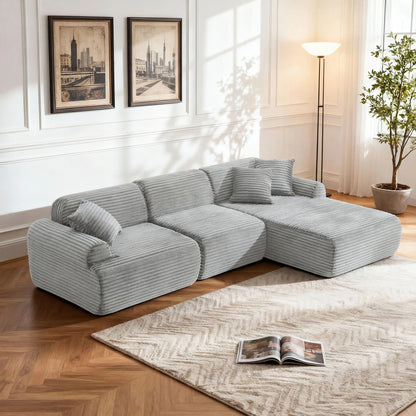 L-shaped oversized modular leather segmented sofa, leather deep seat modular corduroy sofa, suitable for families and big spaces