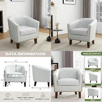 Modern Club Armchair - Comfortable Faux Leather Barrel Chair with Nailhead Trim for Living Room, Stylish Upholstered Single Sofa