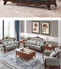 solid wood sofa simple European living room retro combination light luxury neoclassical sofa small apartment