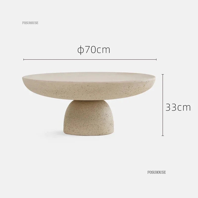 Small Apartment Stone Round Side Tables Wabi-sabi Style Cement Coffee Tables Designer Medieval Style Tea Table Home Furniture