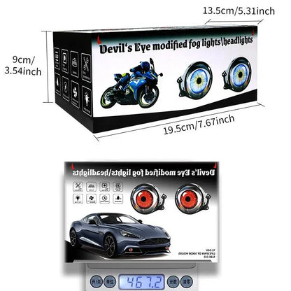 Car Devil Eye LED Headlight 6 Low Light Modes Control The Atmosphere In The Car Universal Motorcycle Lens Headlight