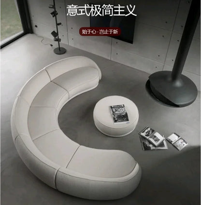 Sili Style Living Room Moon Faux Leather Fabric Nordic Designer Semi-Arc Light Luxury Cashew Curved Sofa living room furniture