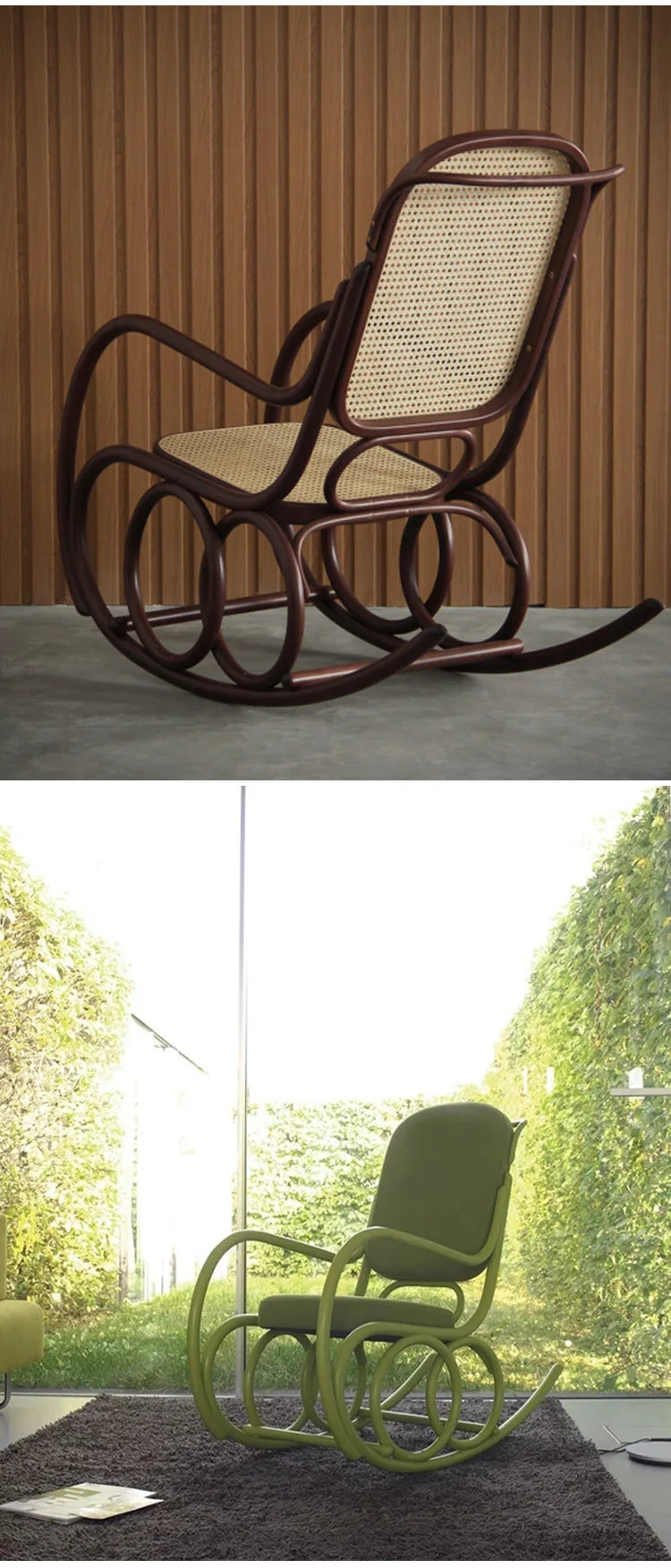 Natural rattan Nordic Ins rocking chair balcony chair living room home lazy rocking simple recliner nap