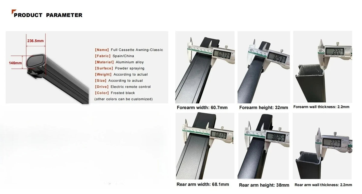 Full Box Electric Awning Sunshade LED Lighting Mechanical Manual Remote Control Home Courtyard Balcony Outdoor Leisure