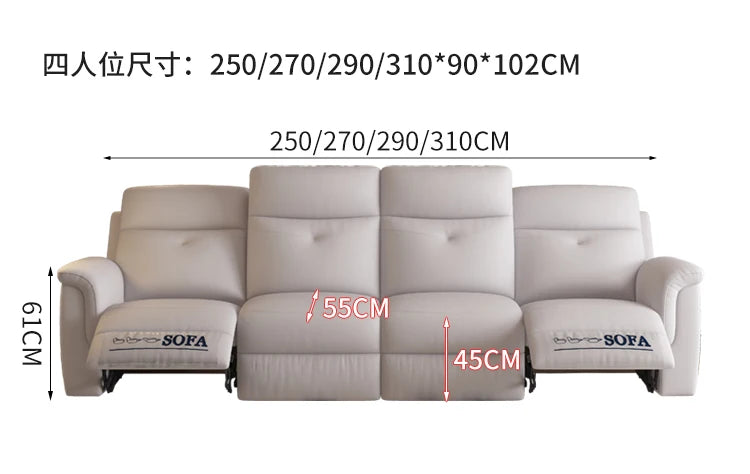 Comfort Electric Recliner Sofa Leather Sectional Genuine Retractable Combined Couch Bed Convertible Divano Letto Furnitures