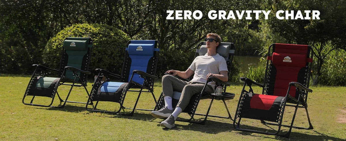 Oversized Padded Zero Gravity Lounge Chair, Foldable Patio Anti Gravity Reclining Chairs Folding Lawn Recliner Support 350 LBS