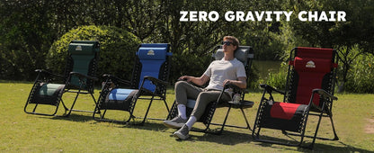 Oversized Padded Zero Gravity Lounge Chair, Foldable Patio Anti Gravity Reclining Chairs Folding Lawn Recliner Support 350 LBS