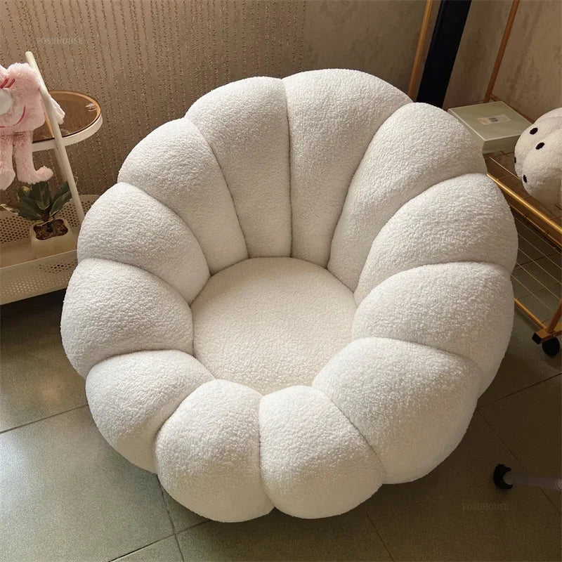 Modern Living Room Sofa Lambswool Pumpkin Sofa Chair Creative Home Balcony Swivel Lounge Chair Fitting Room Bedroom Single Sofas
