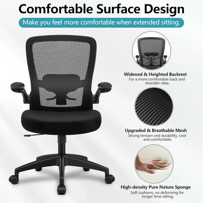 Office Chair,Ergonomic Desk Chair Breathable Mesh Chairs w/Adjustable High Back Lumbar Support Flip-up Armrests,for Home Office