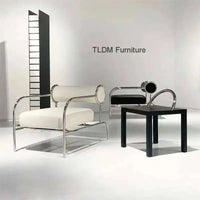 Furniture Living Room Chairs Stainless Steel Single Sofa Recliner European Living Room Nordic Home Fabric Leisure Back Armchair