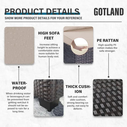 8 Piece Outdoor Patio Furniture Set with Gas Fire Pit Table, 55,000 BTU Auto-Ignition Firepit w/Glass Wind Guard