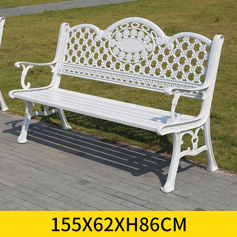 2025 New outdoor metal Bench with backrest garden long chair outdoor bench cast aluminum leisure Patio benches