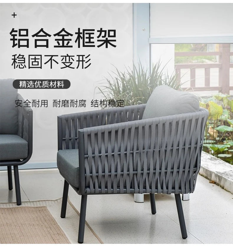 Outdoor villa courtyard rattan sofa furniture hotel bed and breakfast balcony sofa chair bed and breakfast terrace garden sofa c