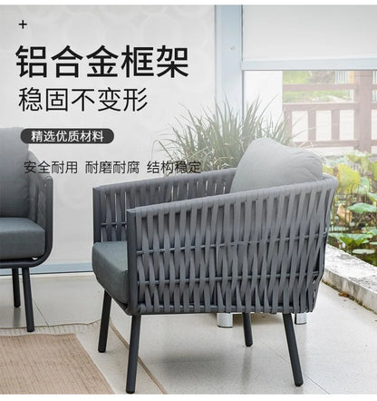 Outdoor villa courtyard rattan sofa furniture hotel bed and breakfast balcony sofa chair bed and breakfast terrace garden sofa c
