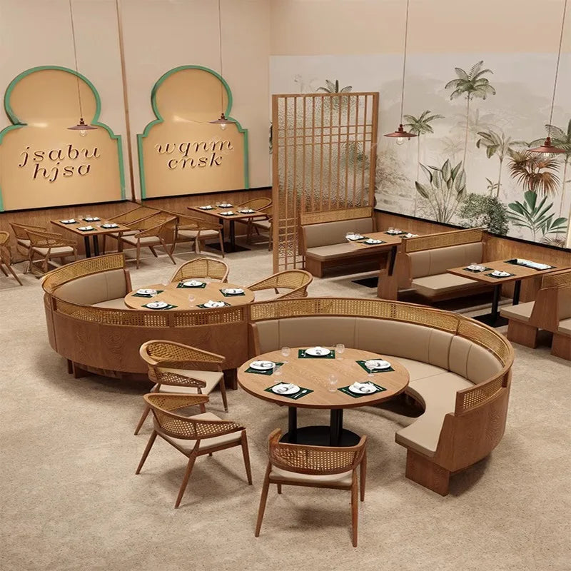 -Southeast Asian Style Dining Set Restaurant Furniture Cafe Dining Room Table and Chair Sets Coffee Set