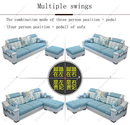Room Fabric Sofa Modern Minimalist Home Corner Sofa Furniture Combination Nordic Solid Frame Fabric Sofa
