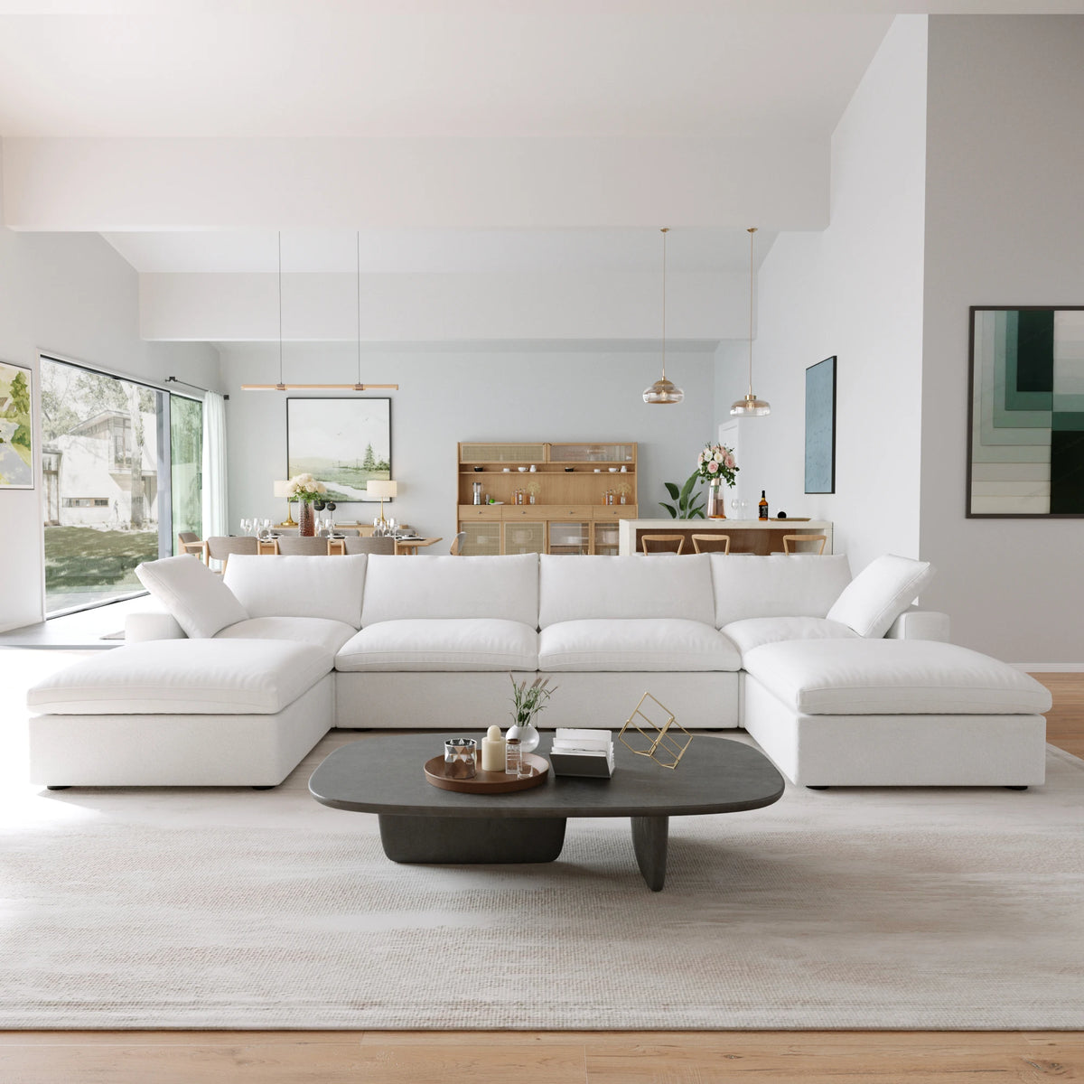 Cloud Modular Sectional Sofa with 2 Storage Ottomans 160.6