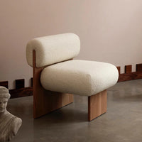 Wabi Sabi Style Single Sofa Chair, Casual Designer, Small-sized Solid Wood Hotel, Homestay, Living Room, Balcony, Single Chair