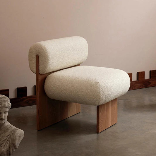 Wabi Sabi Style Single Sofa Chair, Casual Designer, Small-sized Solid Wood Hotel, Homestay, Living Room, Balcony, Single Chair