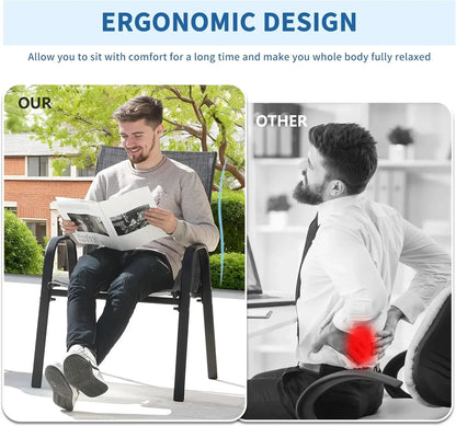 Patio Chairs Set of 8 - Outdoor Stackable Dining Chairs for All Weather - Lightweight Textilene Outdoor Chair Sets with Armrests