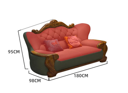 European ebony leather sofa Chinese 1234 living room combination  FT