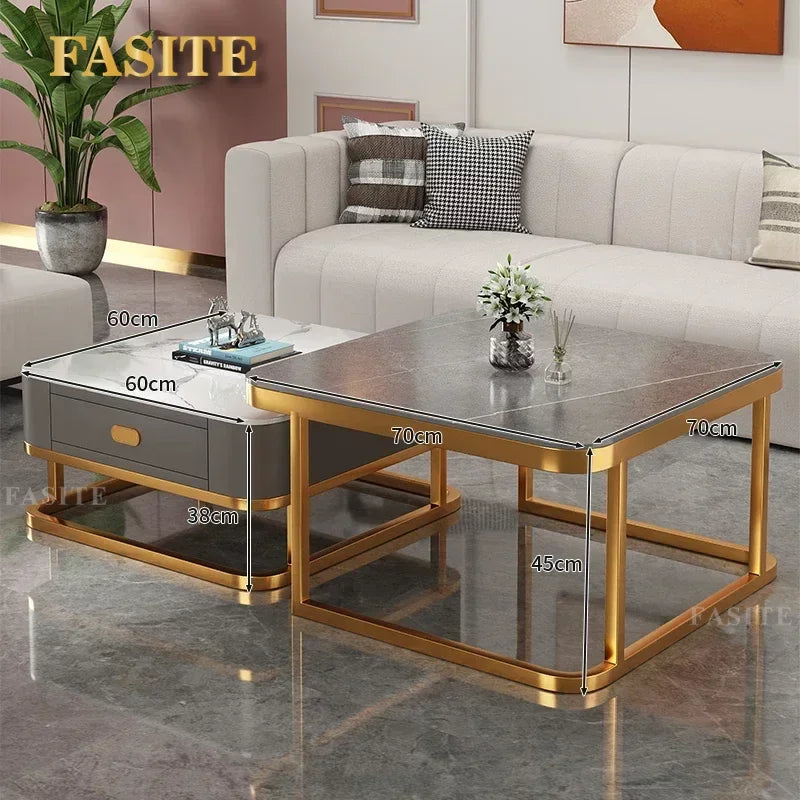 Glass Luxury Coffee Tables Bedside Centre Center Coffee Tables Gold Combination Nordic Basse De Salon Living Room Furniture