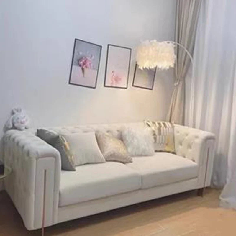 Simple Minimalist Light Luxury Fabric Sofa Set Furniture Velvet 1- 3 Seat Honeycomb Stainless Steel Living Room Sofas For Home