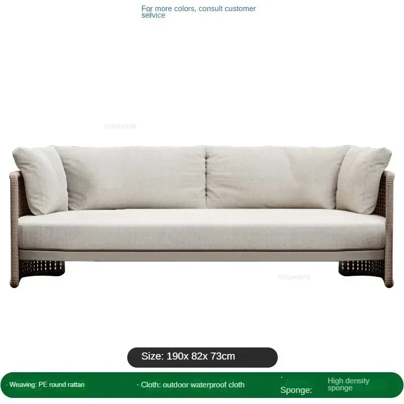 Luxury Rattan Outdoor Sofas Retro Garden Furniture Leisure Home Balcony Patio Set Nordic Rainproof and Sunproof Rope Sofa Chair