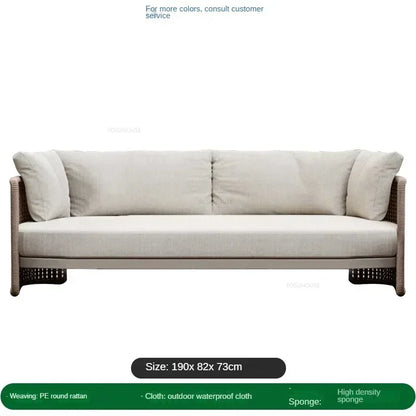 Luxury Rattan Outdoor Sofas Retro Garden Furniture Leisure Home Balcony Patio Set Nordic Rainproof and Sunproof Rope Sofa Chair