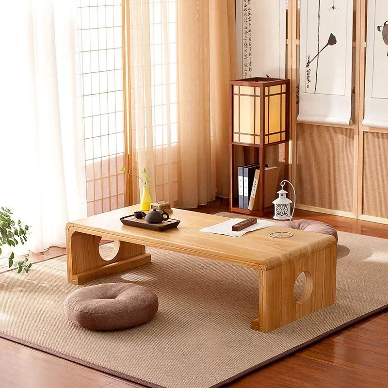 FashionJapanese Vintage Indoor Wood Furniture Asian Style Coffee Tea Living Room Low Table Rectangle 50*40cm Tatami