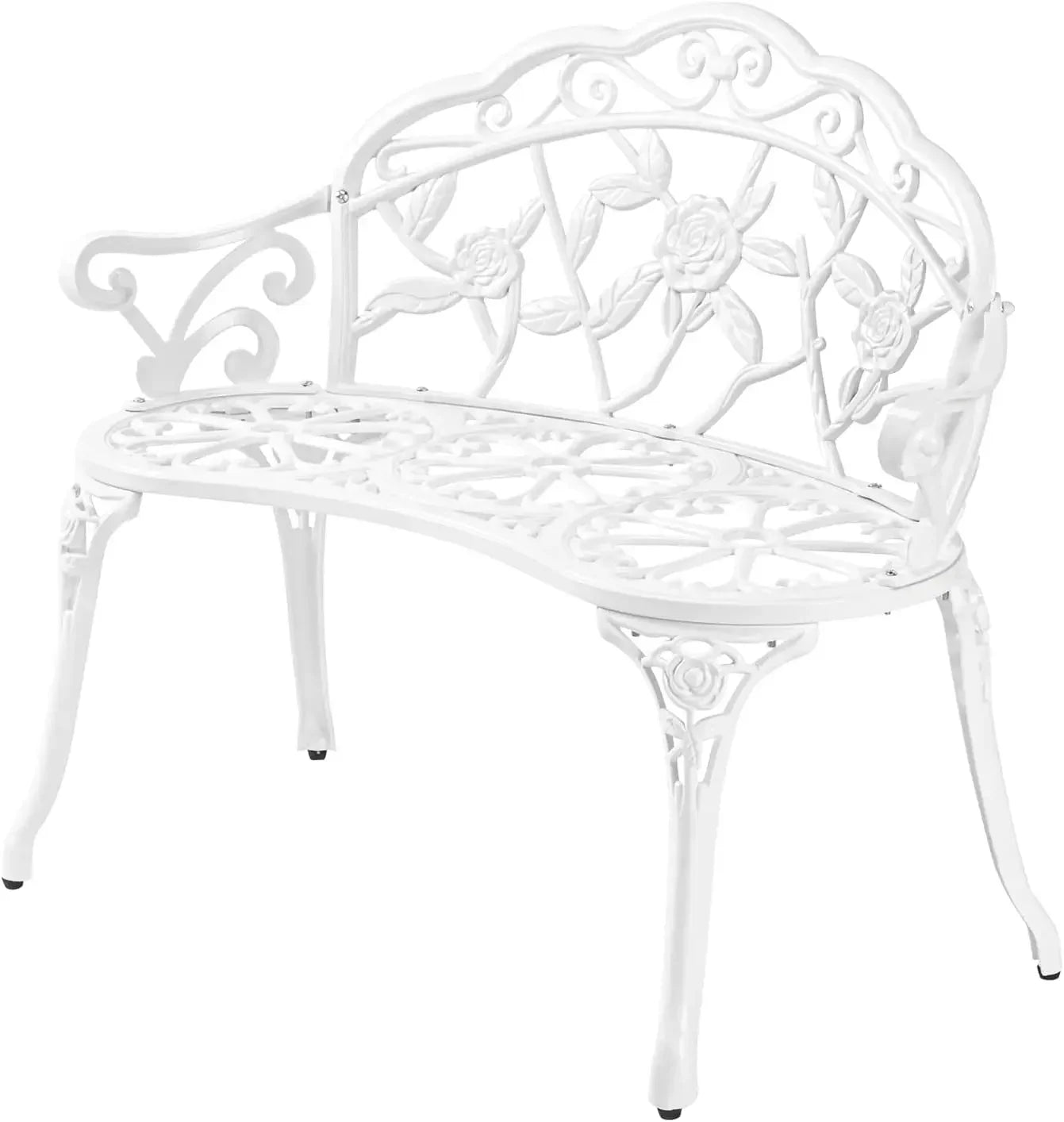 For 38.5" Patio Park Garden Outdoor Metal Rose Bench,Cast Iron Cast Aluminium Frame Antique Finish Chair Deck Furniture