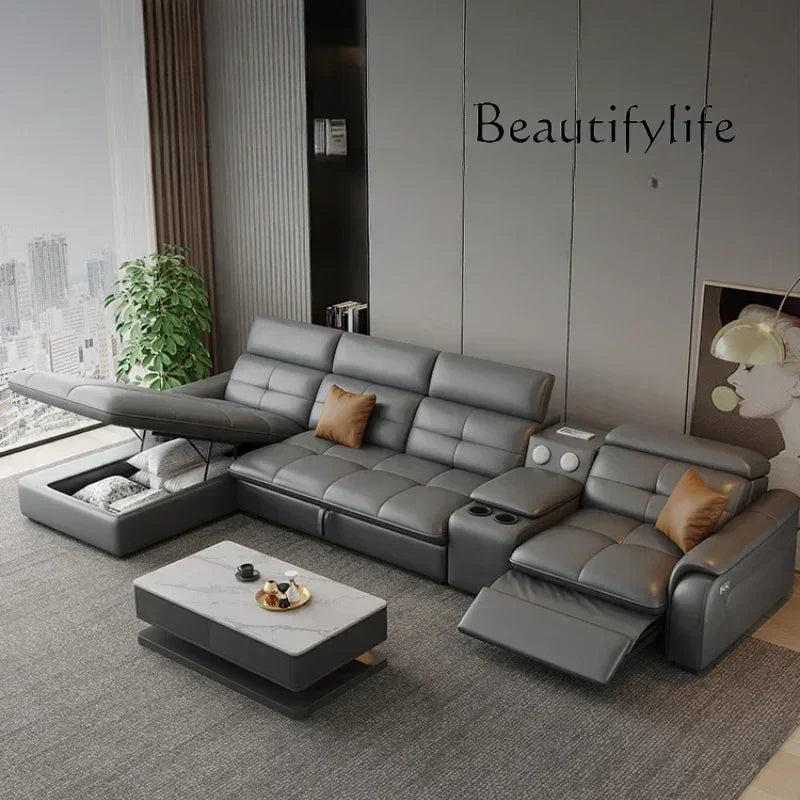 W Reclining Electric Oversize Sofa Genuine Leather Designer Italian Corner Sofa Modern Luxury Divano Letto Living Room Furniture