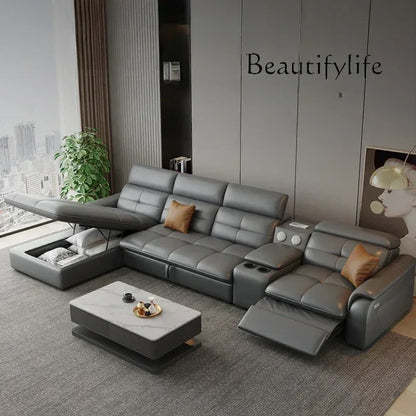 W Reclining Electric Oversize Sofa Genuine Leather Designer Italian Corner Sofa Modern Luxury Divano Letto Living Room Furniture