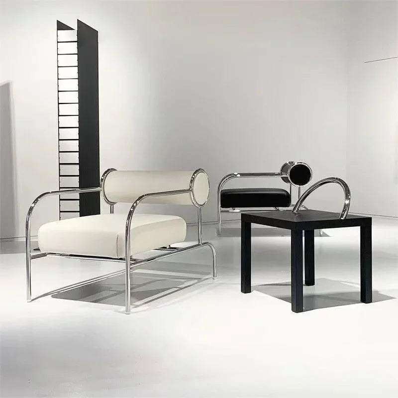 Nordic Fabric Living Room Chairs American Living Room Furniture Home Leisure Back Armchair Stainless Steel Single Sofa Recliner