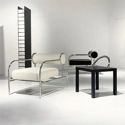 Nordic Fabric Living Room Chairs American Living Room Furniture Home Leisure Back Armchair Stainless Steel Single Sofa Recliner