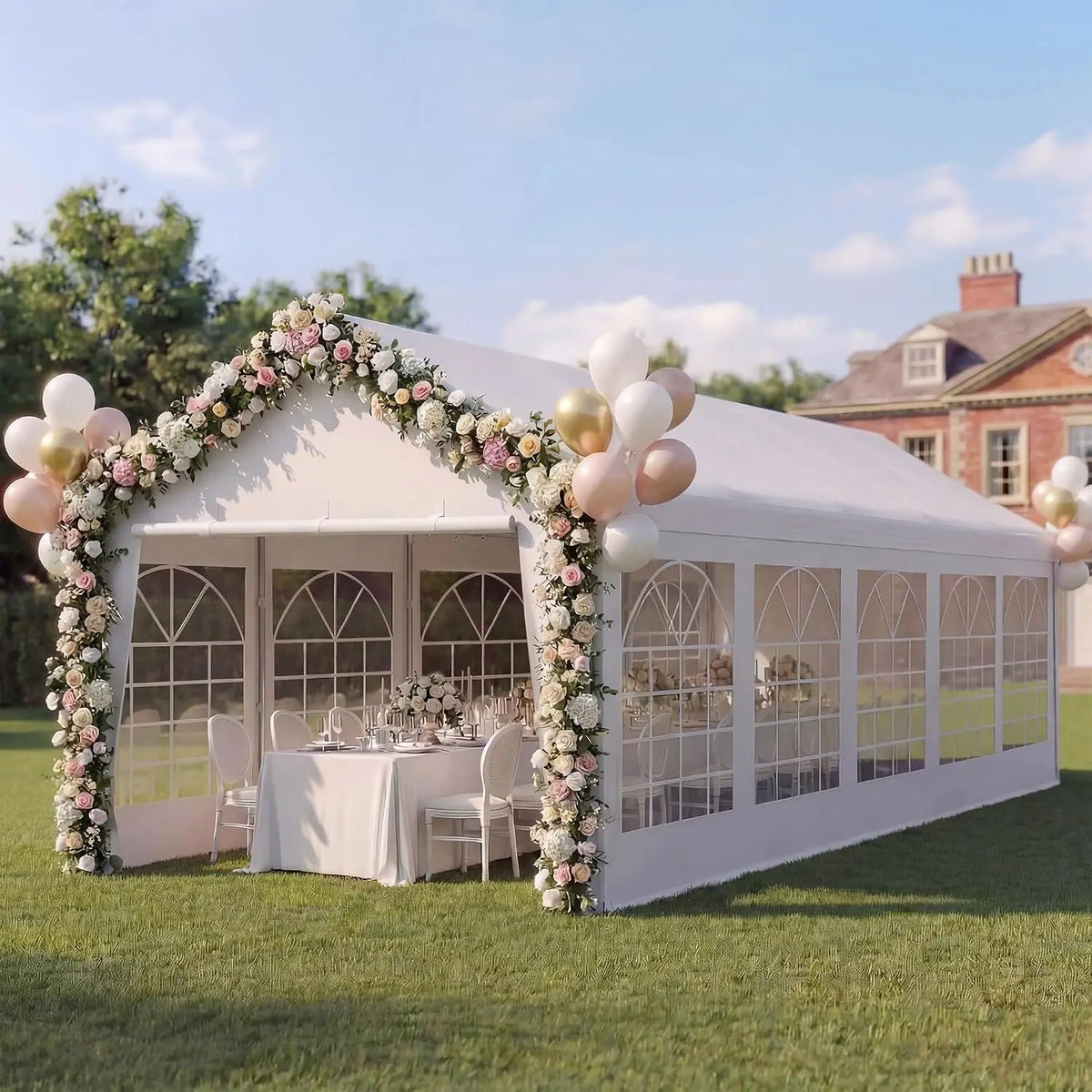 10x30ft Waterproof Party Tent with Removable Sidewalls & Roll-Up Door, Shelter for Wedding Backyard BBQ 20-40 People, Customized