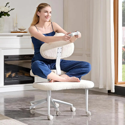 Cross Legged Office Chair with Wheels, Meditation Chair, ADHD Chair for Adults, Wider Height Adjustable Backrest and Seat