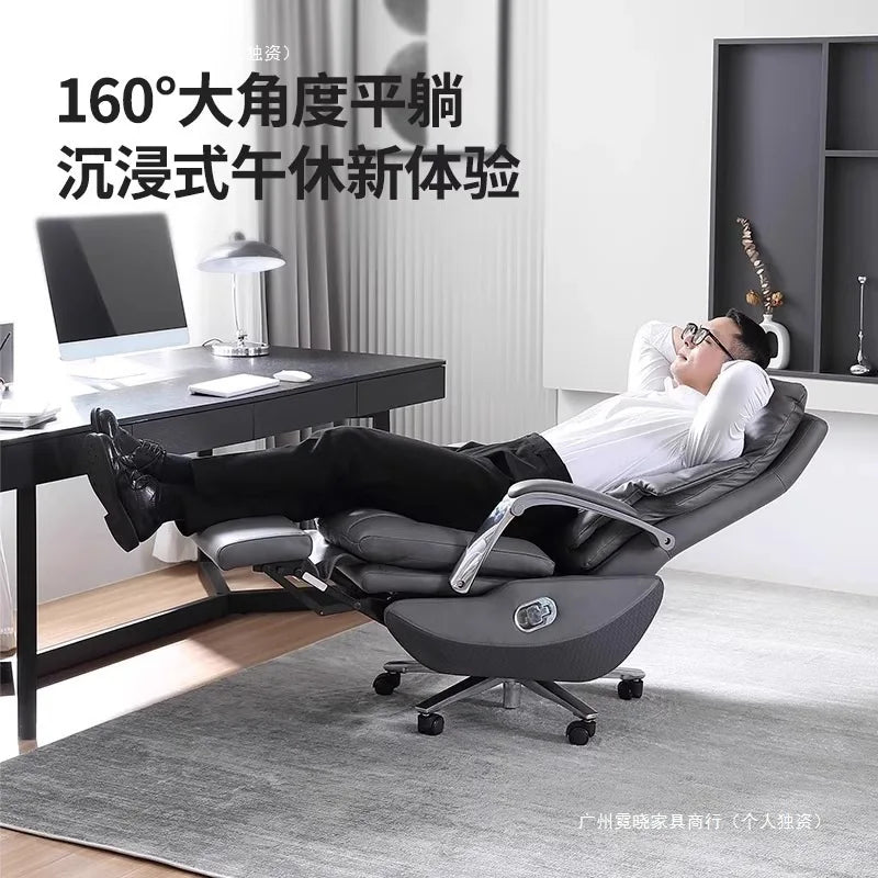 AOLIVIYA Top Layer Cowhide Electric Executive Chair for Home Office Comfortable Computer Swivel Chair Business President Reclini